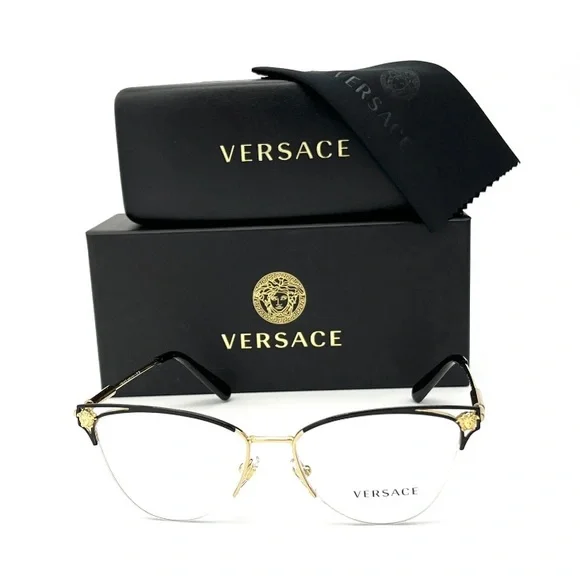 VERSACE VE1280 1433 Gold/Black/ Demo Lens 52mm Eyeglasses